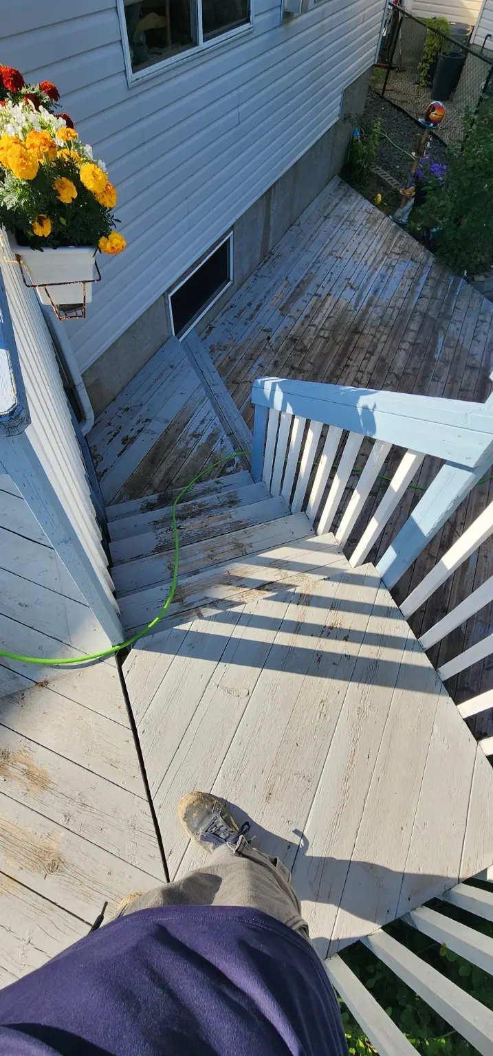 Aged deck surface before refinishing in Calgary